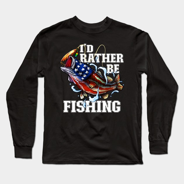 I'd Rather Be Fishing - Fisherman Long Sleeve T-Shirt by BDAZ